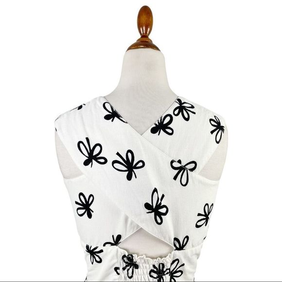 Vintage Tobael Floral Fit and Flare Midi Dress Black and White Size 2 - Picture 7 of 13